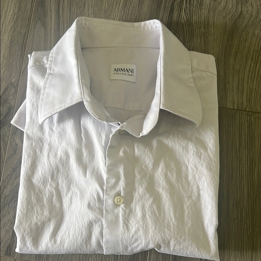 Armani Collezioni White Dress Shirt Crisp Cotton Long Sleeve - Picture 2 of 8